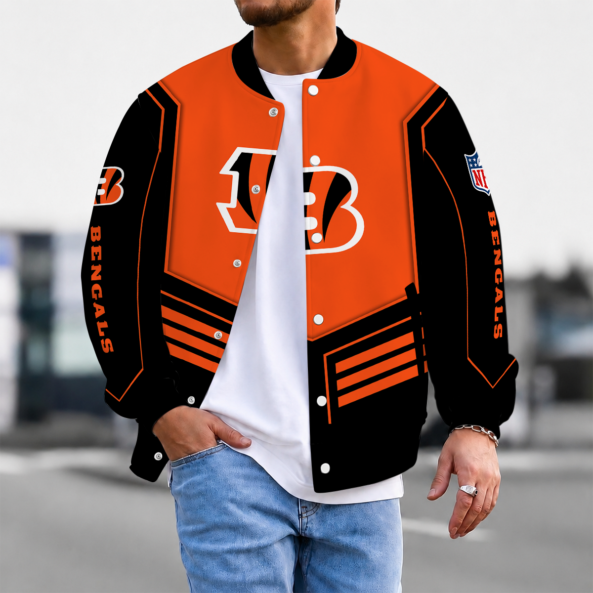 LIMITED EDITION - NEW CUSTOMIZED NFL16 CCB CINCINNATI BENGALS SATIN VARSITY & BASEBALL JACKET