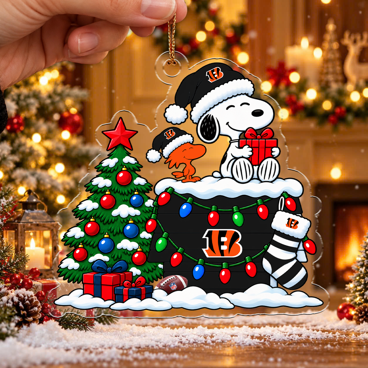 HOT DEAL - NEW CUSTOMIZED NFL16 CCB CINCINNATI BENGALS CHRISTMAS ACRYLIC ORNAMENT