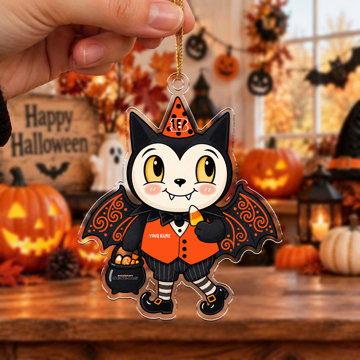 LIMITED EDITION - NEW CUSTOMIZED NFL16 CCB CINCINNATI BENGALS ACRYLIC ORNAMENT