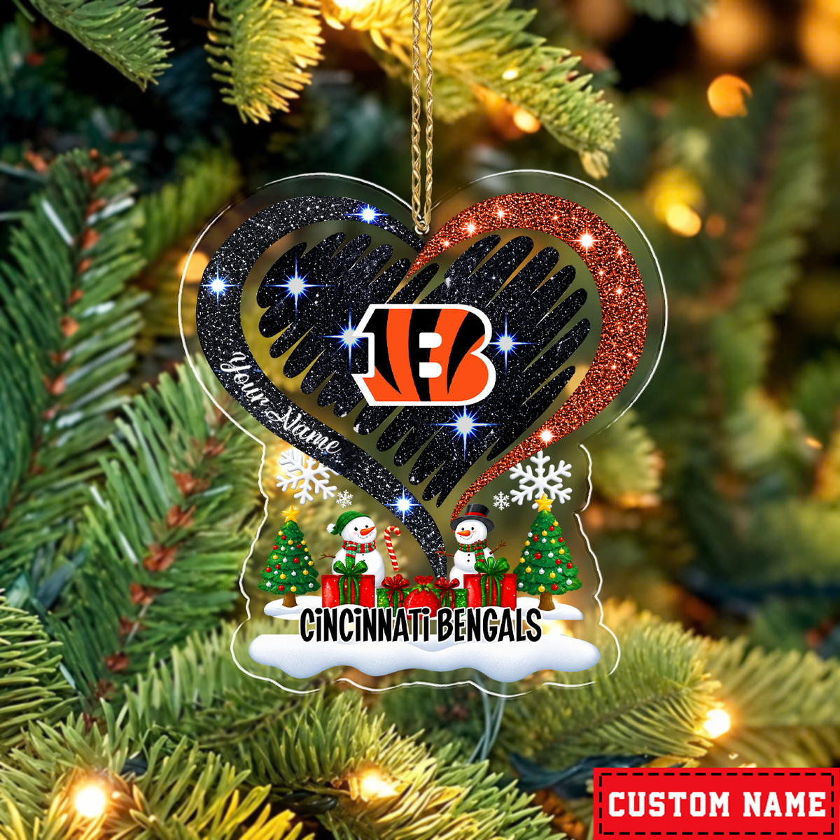 LIMITED EDITION - NEW CUSTOMIZED NFL16 CCB CINCINNATI BENGALS CHRISTMAS ACRYLIC ORNAMENT