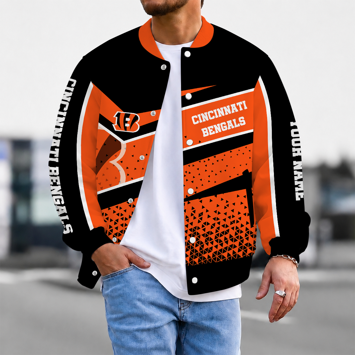 LIMITED EDITION - NEW CUSTOMIZED NFL16 CCB CINCINNATI BENGALS SATIN VARSITY & BASEBALL JACKET