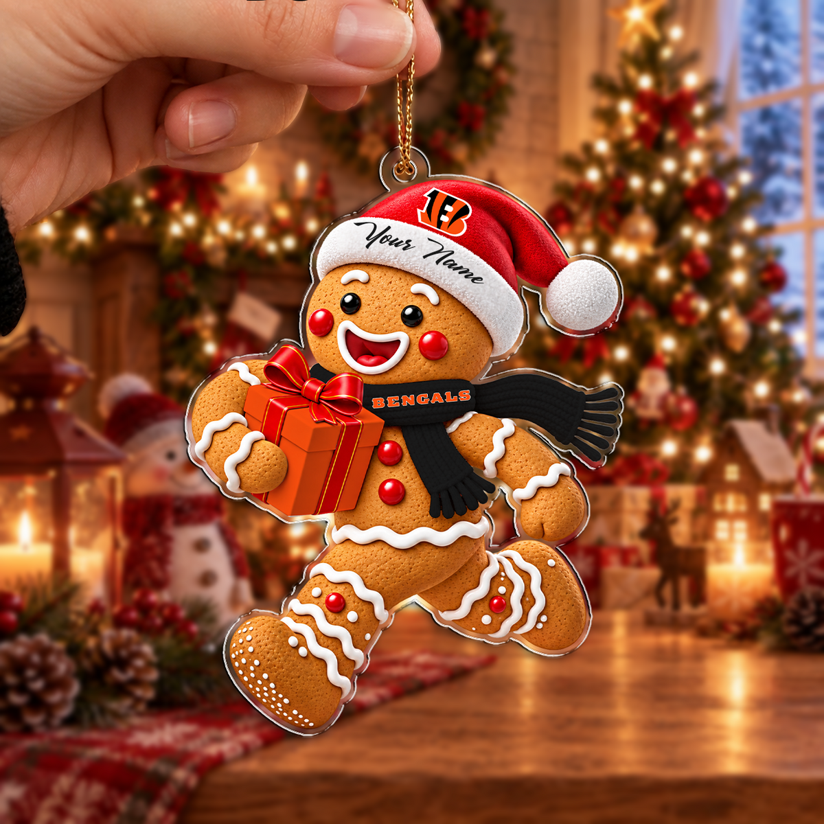 FINAL SALE - NEW CUSTOMIZED NFL16 CCB CINCINNATI BENGALS CHRISTMAS ACRYLIC ORNAMENT