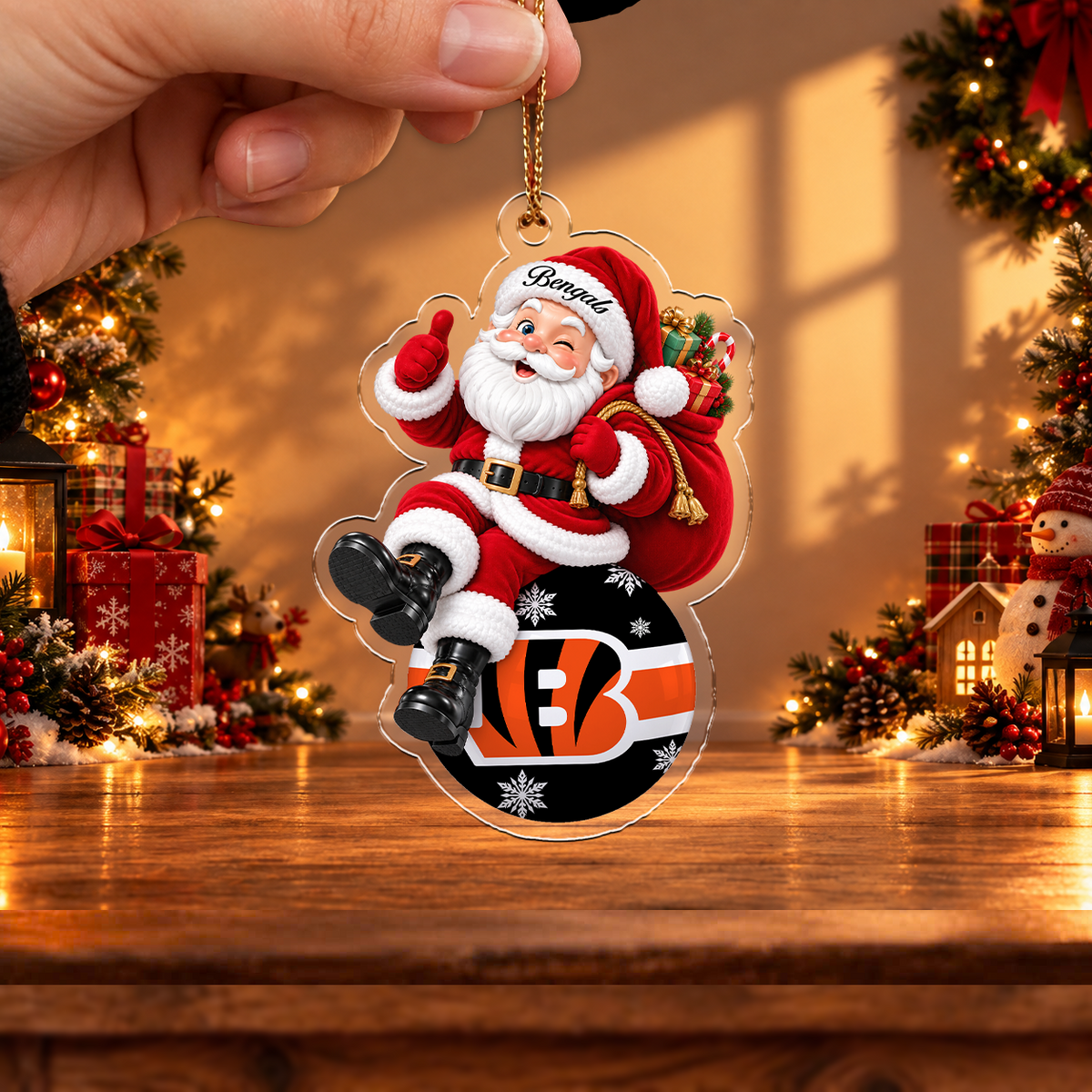 VIRAL EDITION - NEW CUSTOMIZED NFL16 CCB CINCINNATI BENGALS CHRISTMAS ACRYLIC ORNAMENT