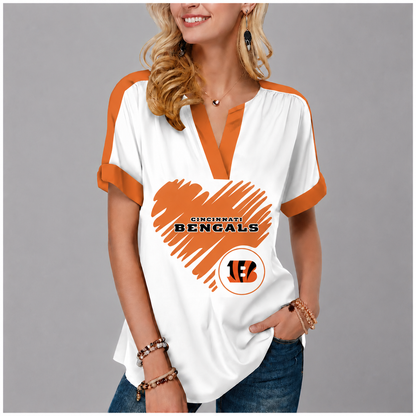LIMITED EDITION - NEW CUSTOMIZED NFL16 CCB CINCINNATI BENGALS V-NECK FEMALE SHIRT
