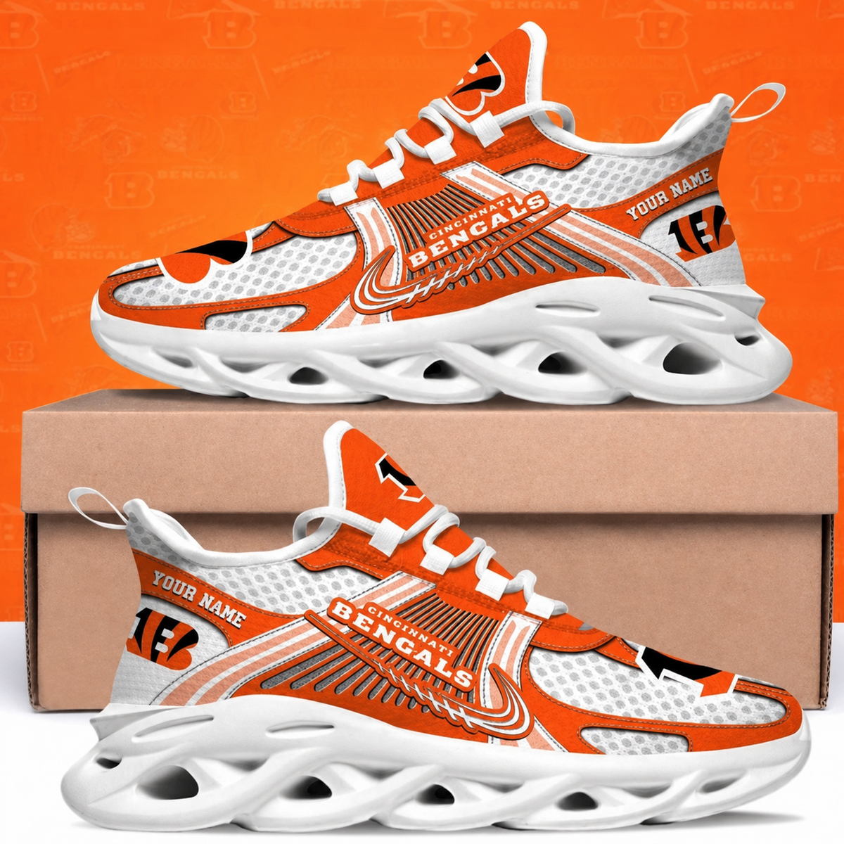 SPECIAL EDITION - NEW CUSTOMIZED NFL16 CCB CINCINNATI BENGALS MAX SOUL SHOES