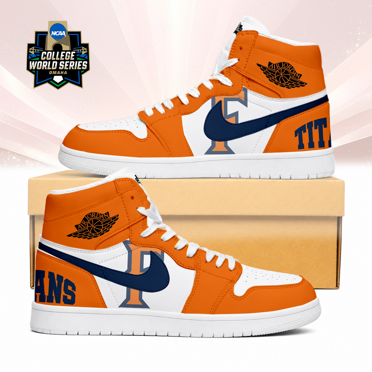 LIMITED EDITION - NEW CUSTOMIZED NCAA CWS16 CFT CAL STATE FULLERTON TITANS AIR JORDAN SNEAKERS