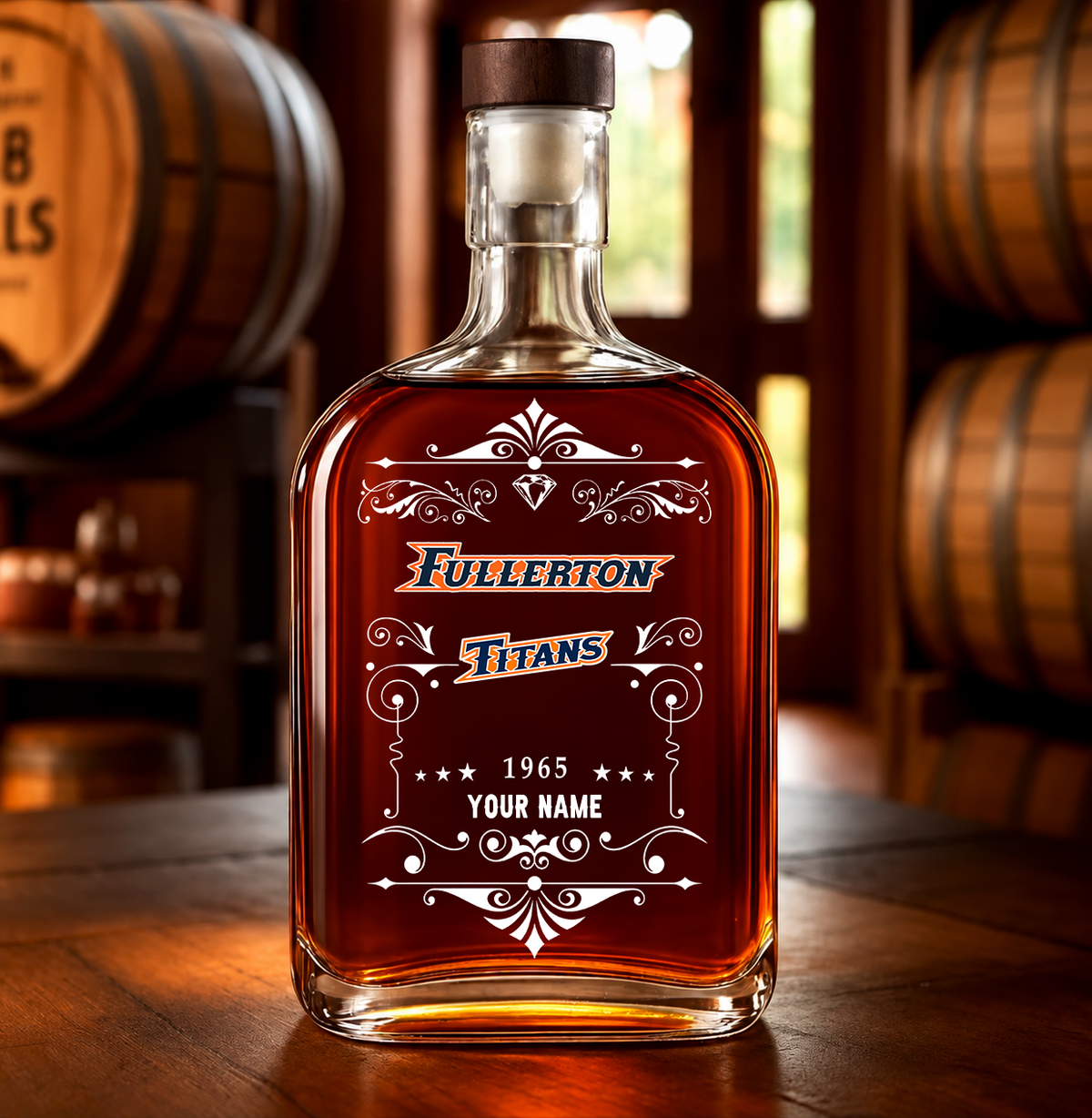 EXCLUSIVE EDITION - NEW CUSTOMIZED NCAA CWS16 CFT CAL STATE FULLERTON TITANS LUXURY WHISKEY BOTTLE 450ML