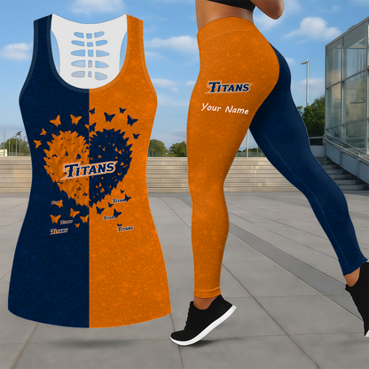 LIMITED EDITION - NEW CUSTOMIZED NCAA CWS16 CFT CAL STATE FULLERTON TITANS LEGGINGS & HOLLOW TANK TOP SET