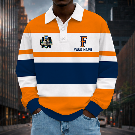 MEGA SALE - NEW CUSTOMIZED CWS NCAA16 CFT CS FULLERTON TITANS UNISEX LONG SLEEVE POLO