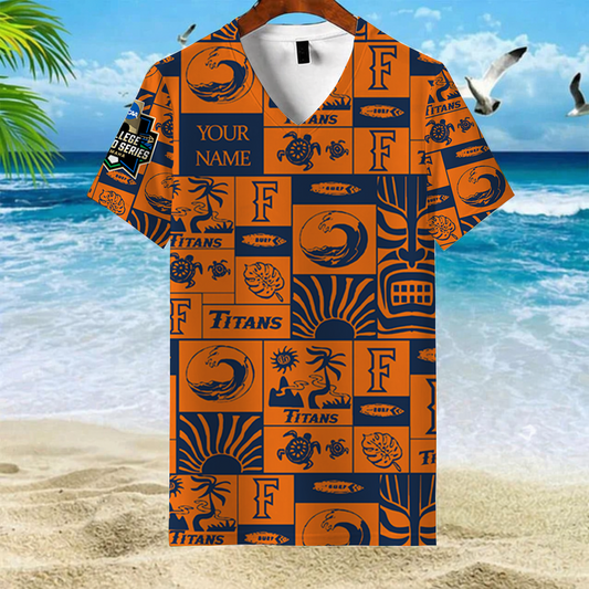 LIMITED EDITION - NEW CUSTOMIZED NCAA CWS16 CFT CS FULLERTON TITANS V-NECK FEMALE SHIRT