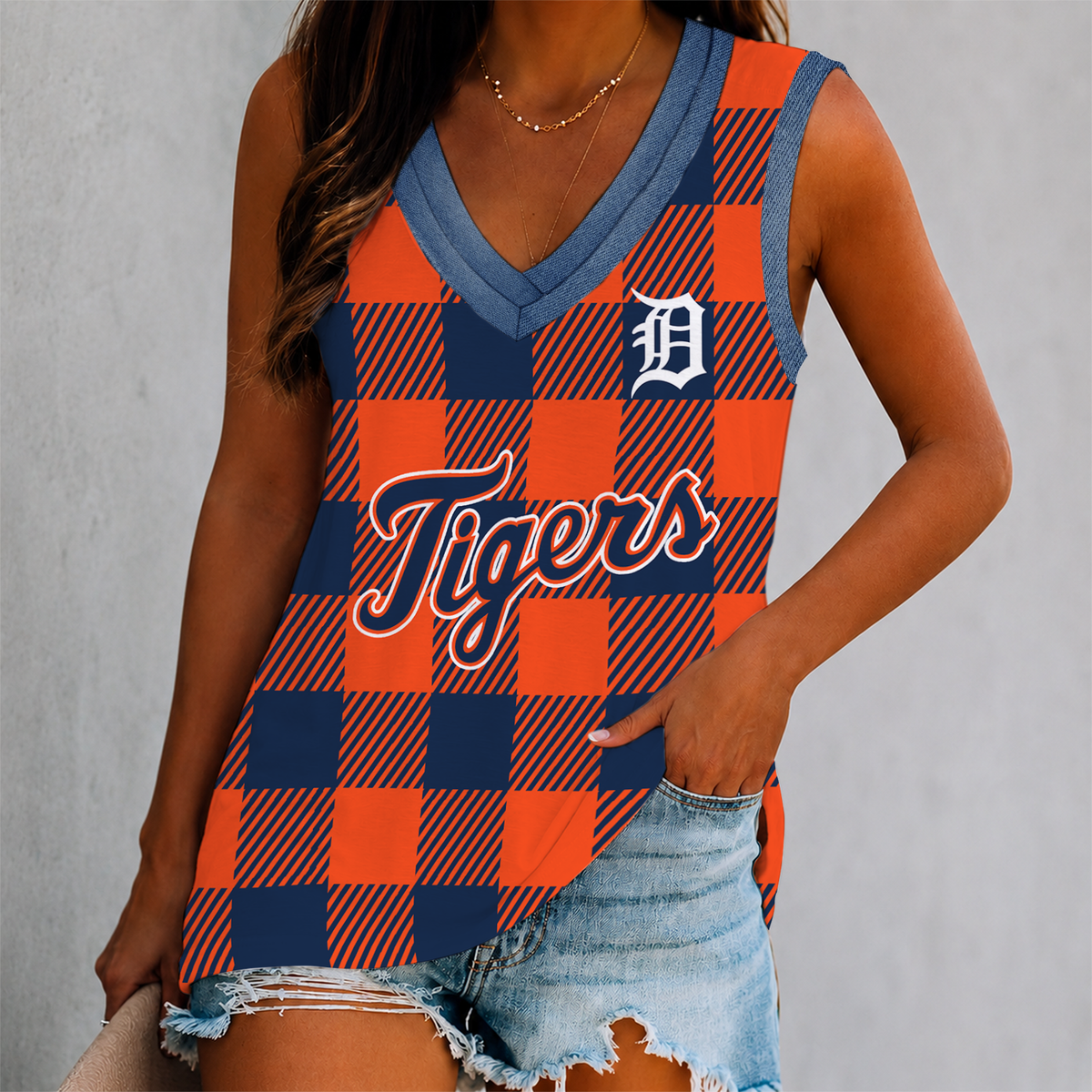 SPECIAL EDITION - NEW CUSTOMIZED MLB16 DTS DETROIT TIGERS WOMEN'S V-NECK TANK TOP