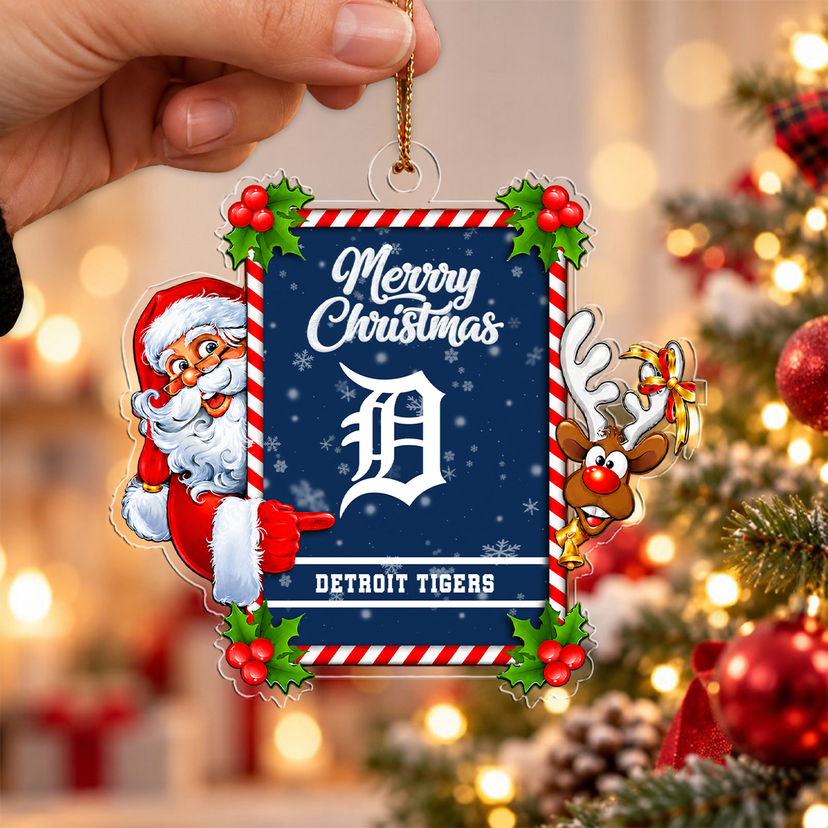 VIRAL EDITION - NEW CUSTOMIZED MLB16 DTS DETROIT TIGERS CHRISTMAS ACRYLIC ORNAMENT
