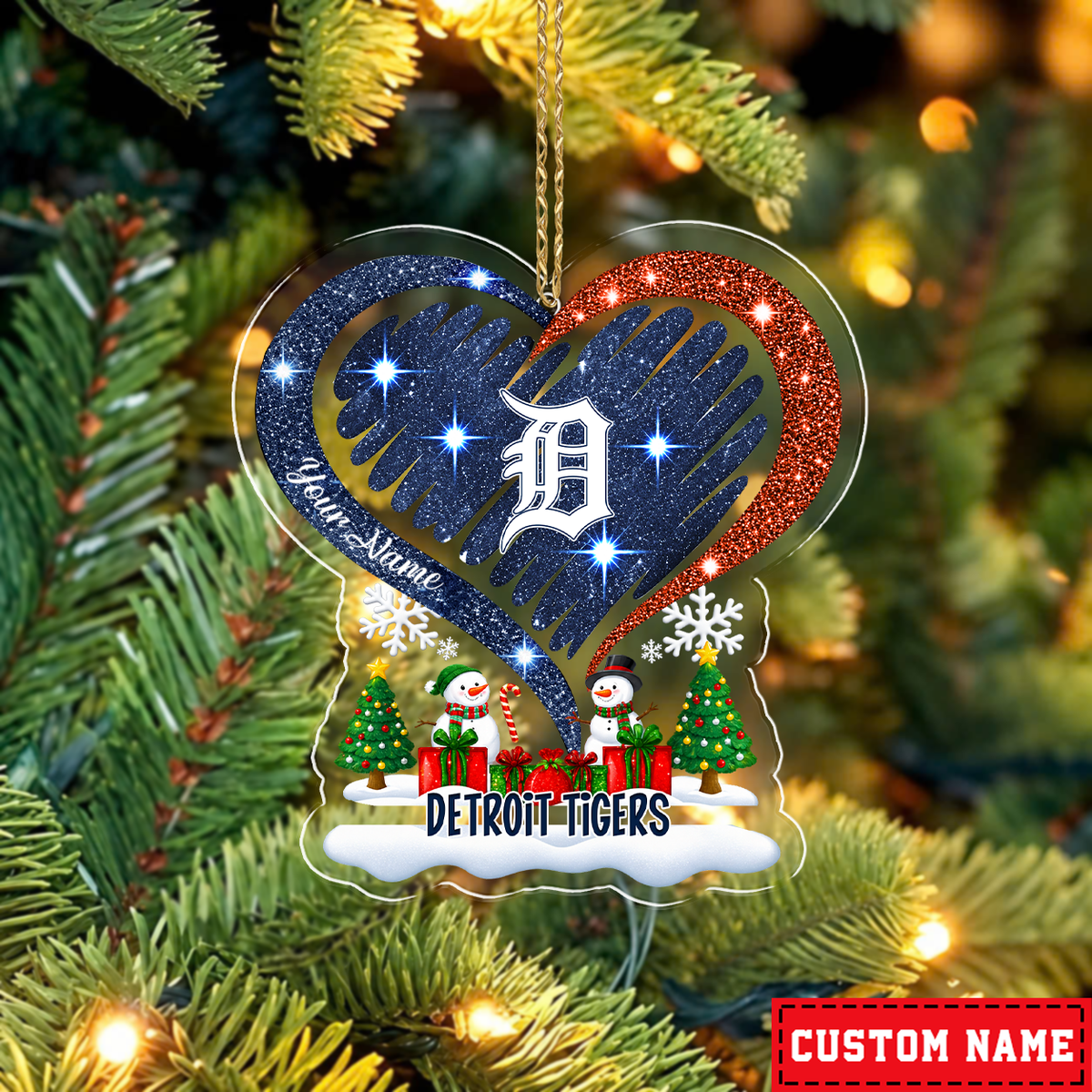 FINAL SALE - NEW CUSTOMIZED MLB16 DTS DETROIT TIGERS CHRISTMAS ACRYLIC ORNAMENT