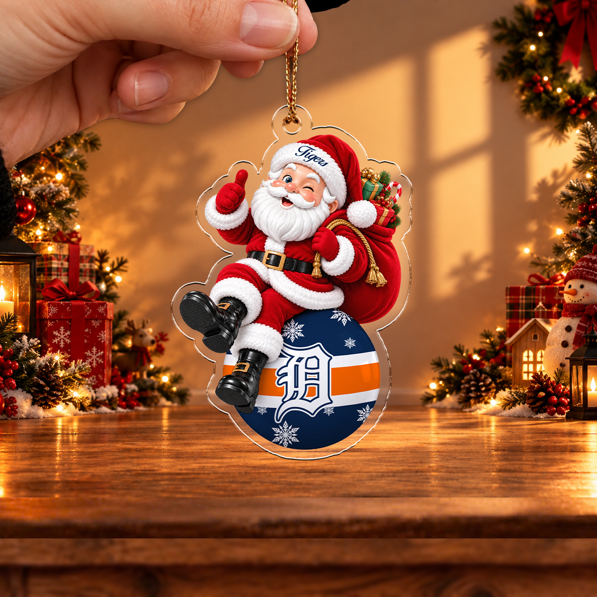 FLASH SALE - NEW CUSTOMIZED MLB16 DTS DETROIT TIGERS CHRISTMAS ACRYLIC ORNAMENT