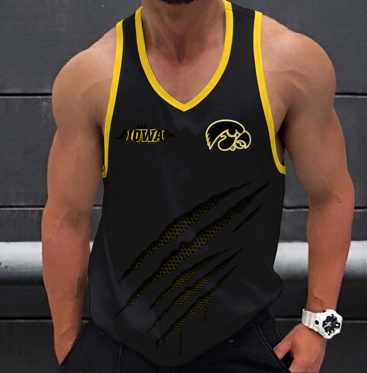EXCLUSIVE EDTION - NEW CUSTOMIZED NCAA MAM16 IWH IOWA HAWKEYES STRAPPY UNISEX TANK TOP