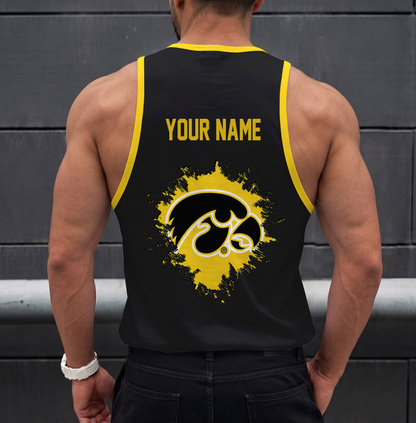 EXCLUSIVE EDTION - NEW CUSTOMIZED NCAA MAM16 IWH IOWA HAWKEYES STRAPPY UNISEX TANK TOP