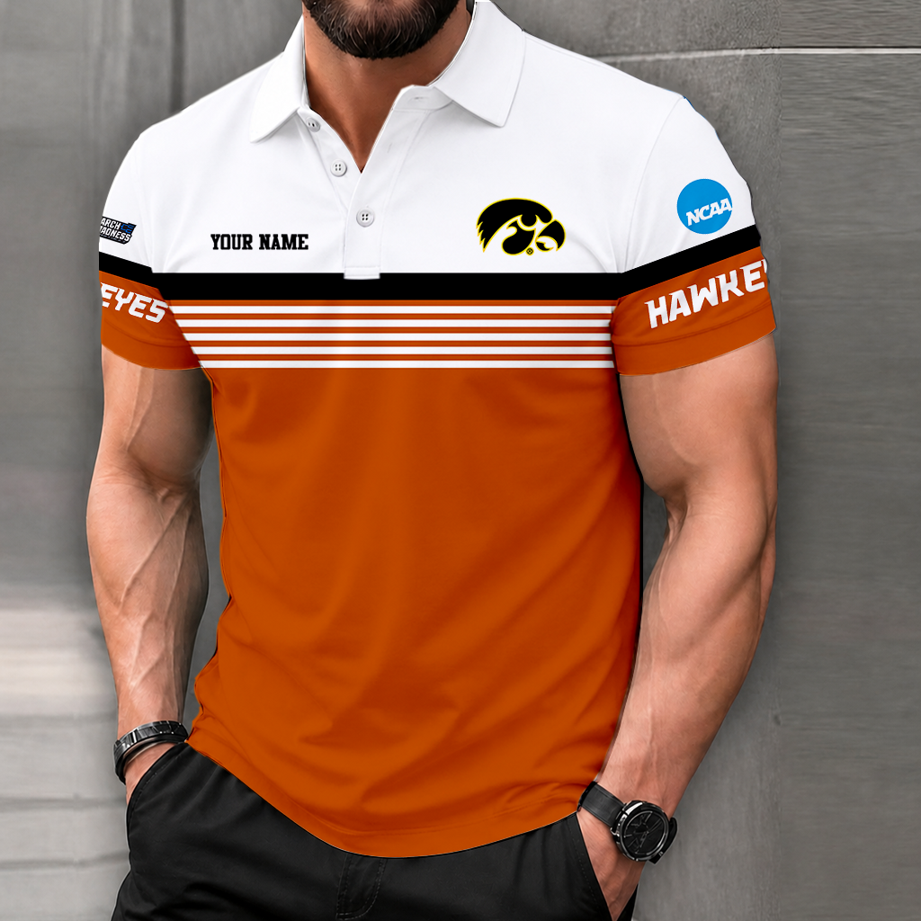 LIMITED EDITION - NEW CUSTOMIZED NCAA MAM16 IWH IOWA HAWKEYES POLO SHIRT
