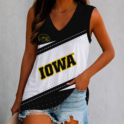 FINAL SALE - NEW CUSTOMIZED NCAA MAM16 IWH IOWA HAWKEYES WOMEN'S V-NECK TANK TOP