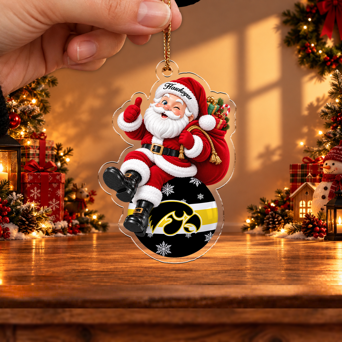 FLASH SALE - NEW CUSTOMIZED NCAA MAM16 IWH IOWA HAWKEYES HALLOWEEN ACRYLIC ORNAMENT
