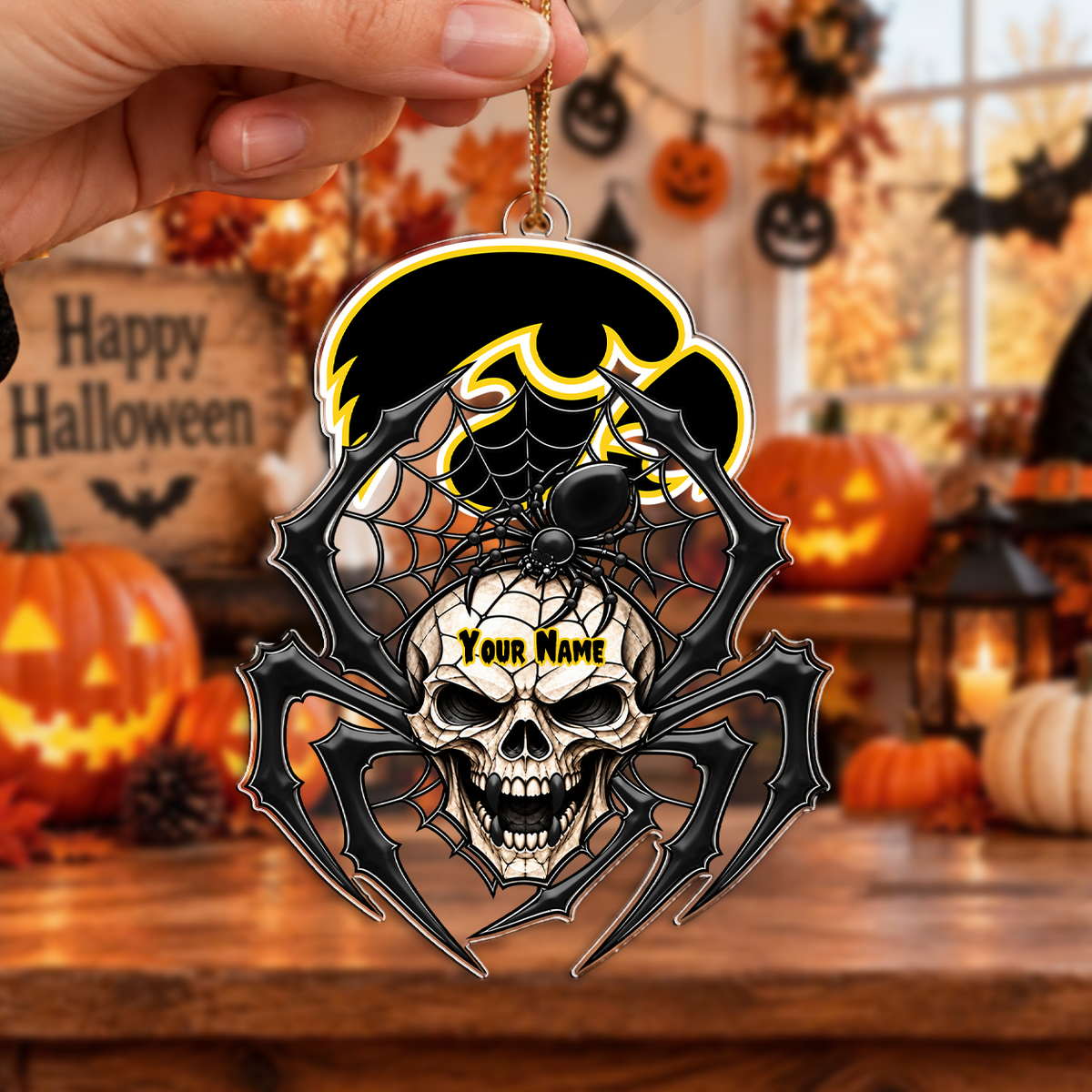 FINAL SALE - NEW CUSTOMIZED NCAA MAM16 IWH IOWA HAWKEYES HALLOWEEN ACRYLIC ORNAMENT