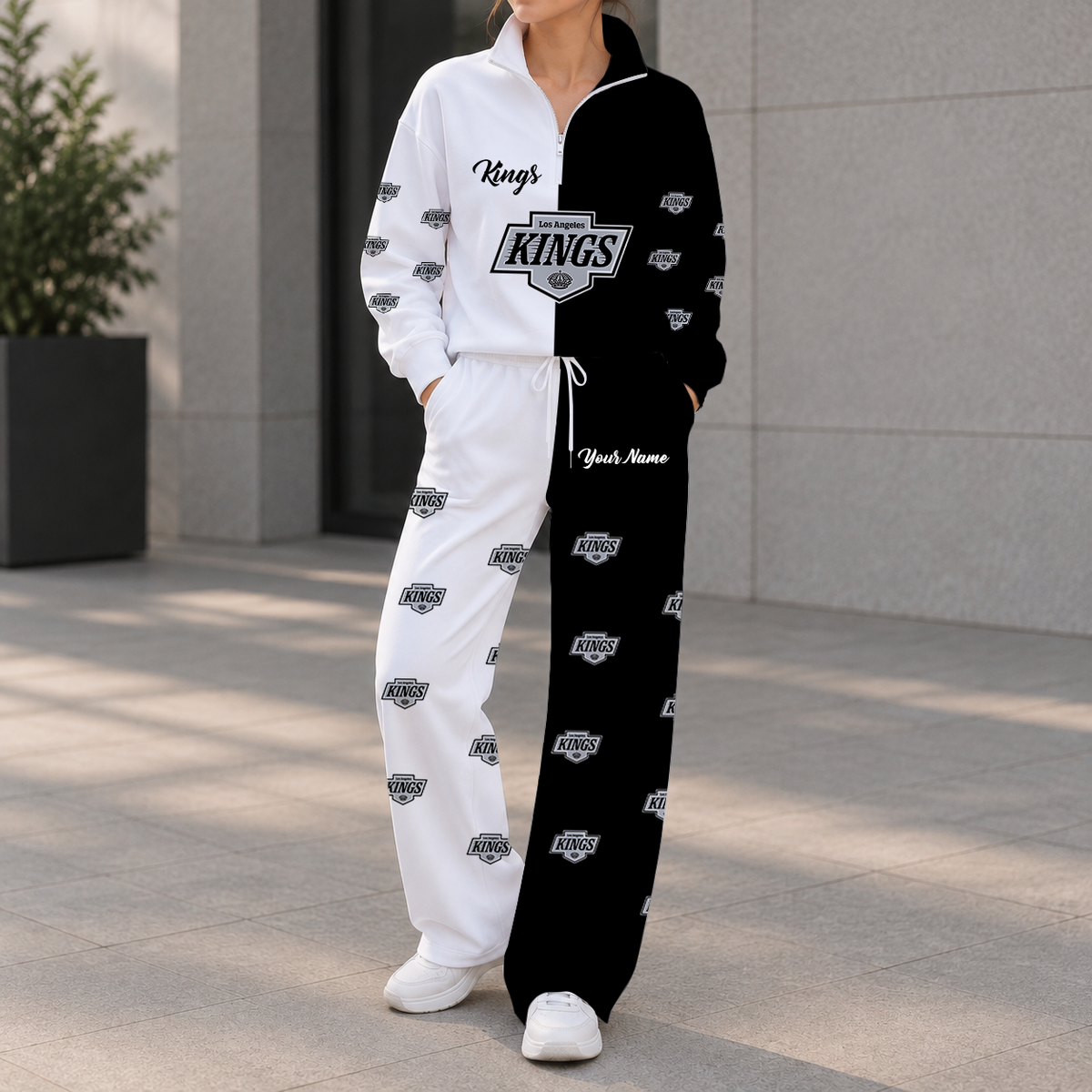 LIMITED EDITION - NEW CUSTOMIZED NHL16 LAK LOS ANGELES KINGS ZIPPER SWEATSHIRT & WIDE LEG PANTS SET