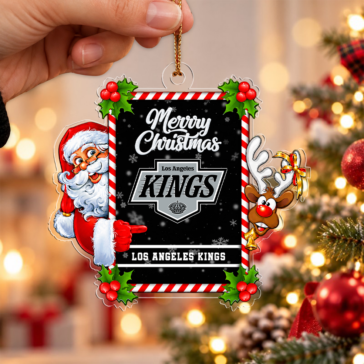 VIRAL EDITION - NEW CUSTOMIZED NHL16 LAK LOS ANGELES KINGS CHRISTMAS ACRYLIC ORNAMENT