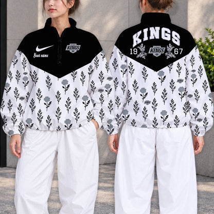 SPECIAL EDITION - NEW CUSTOMIZED NHL16 LAK LOS ANGELES KINGS V-NECK ZIPPER SWEATSHIRT JACKET