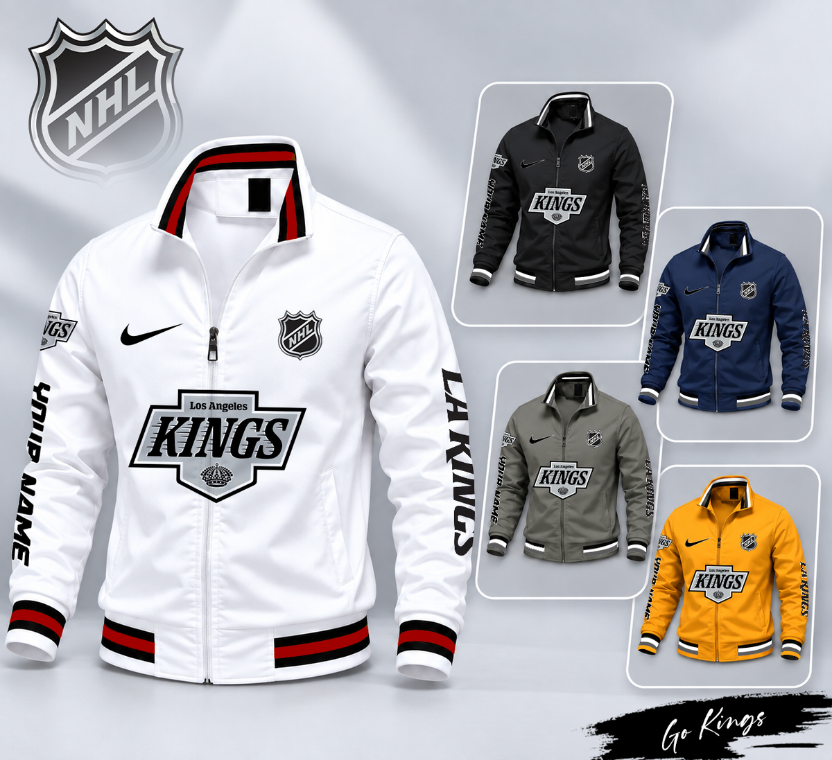 FINAL SALE - NEW CUSTOMIZED NHL16 LAK LOS ANGELES KINGS MULTICOLOR MEN'S CASUAL JACKET