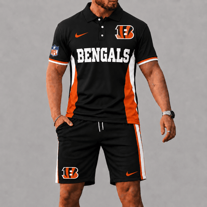 SPECIAL EDITION - NEW CUSTOMIZED | NFL16 CCB CINCINNATI BENGALS POLO SHIRT & SHORT PANTS SET