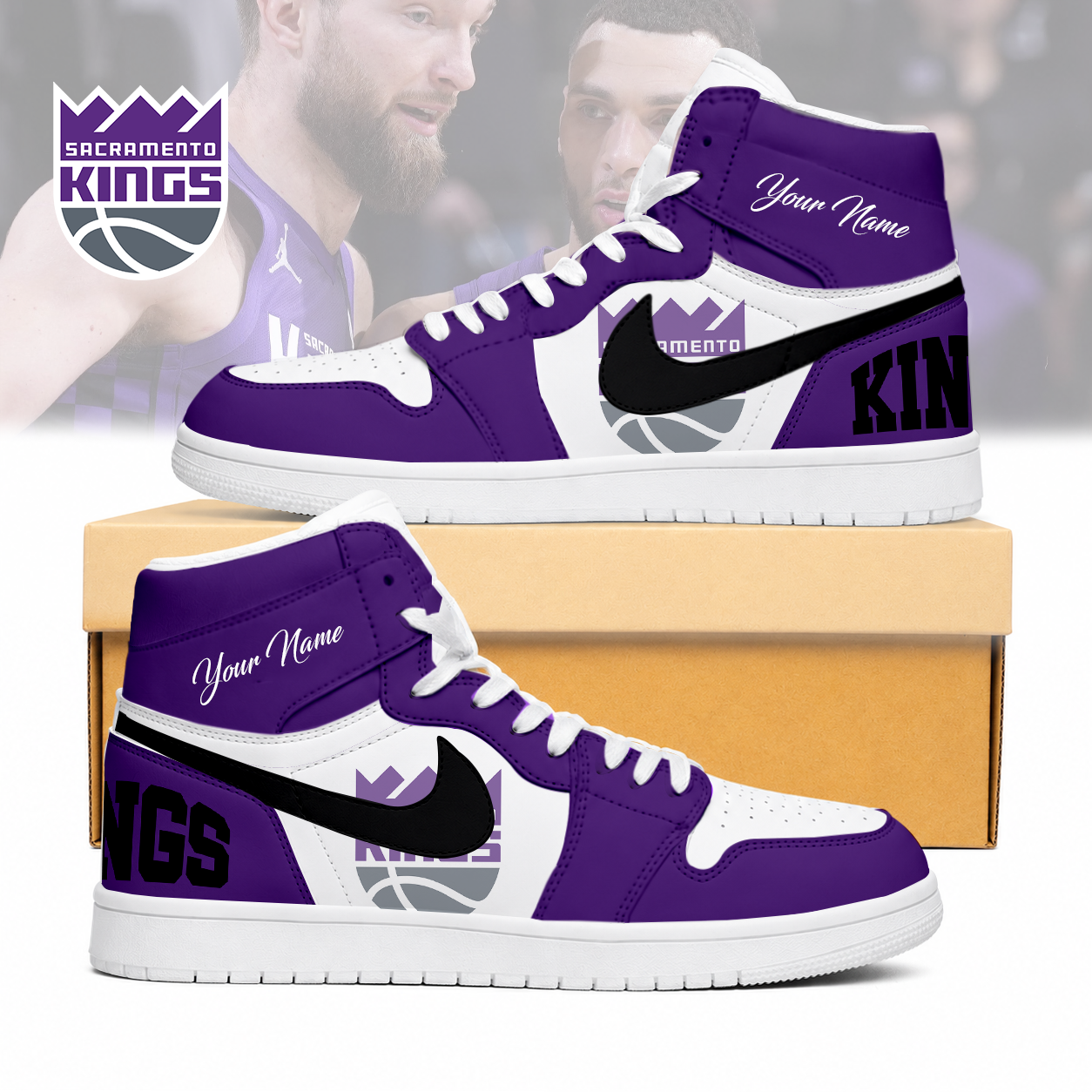 FINAL SALE - NEW CUSTOMIZED NBA16 SKI SACRAMENTO KINGS AIR JORDAN SNEAKERS
