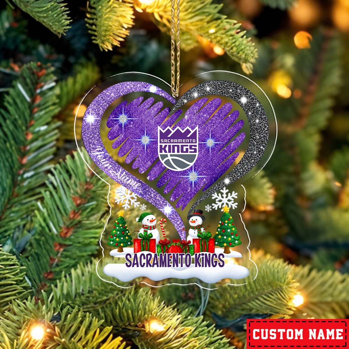 FLASH SALE - NEW CUSTOMIZED NBA16 SKI SACRAMENTO KINGS CHRISTMAS ACRYLIC ORNAMENT