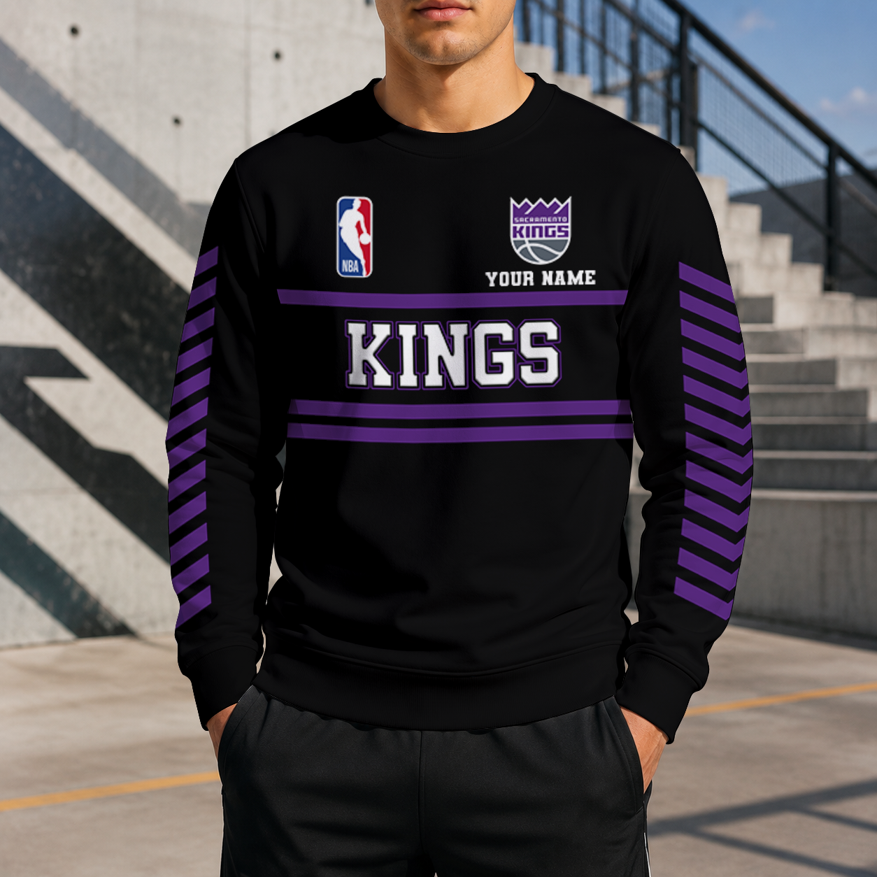 FINAL SALE - NEW CUSTOMIZED NBA16 SKI SACRAMENTO KINGS UNISEX SWEATSHIRT