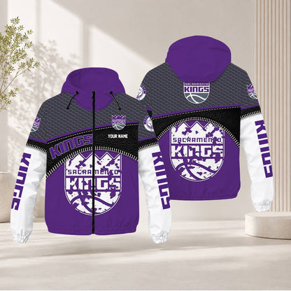 FLASH SALE - NEW CUSTOMIZED NBA16 SKI SACRAMENTO KINGS WINDBREAKER JACKET