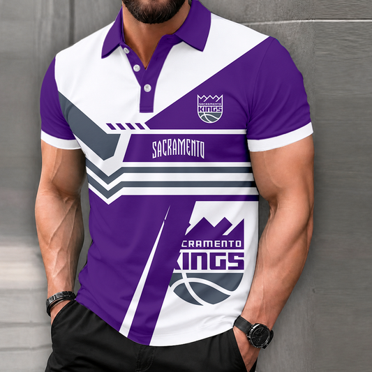 FINAL SALE - NEW CUSTOMIZED NBA16 SKI SACRAMENTO KINGS POLO SHIRT, ZIP POLO SHIRT & T-SHIRTS