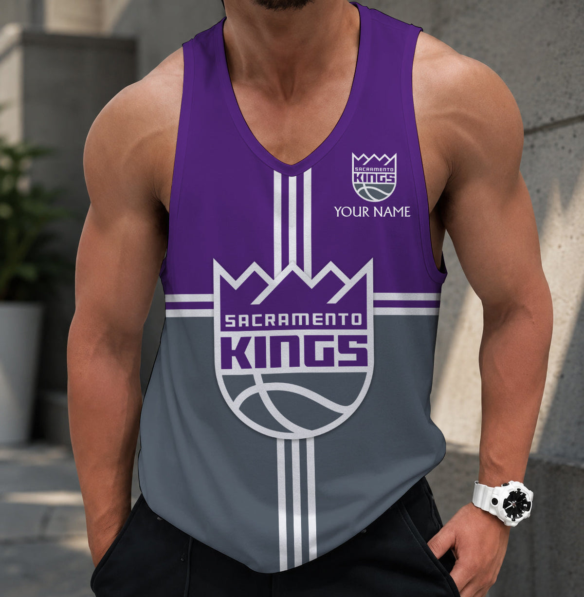 FINAL SALE - NEW CUSTOMIZED NBA16 SKI SACRAMENTO KINGS MEN'S TANK TOP
