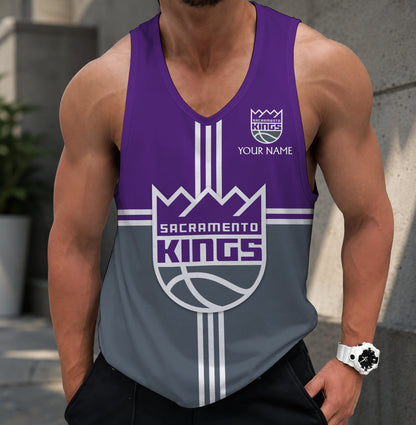 FINAL SALE - NEW CUSTOMIZED NBA16 SKI SACRAMENTO KINGS MEN'S TANK TOP