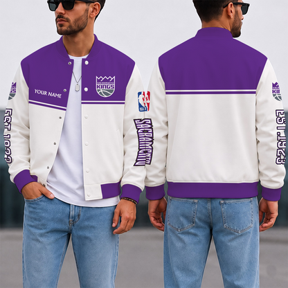 EXCLUSIVE EDITION - NEW CUSTOMIZED NBA16 SKI SACRAMENTO KINGS BASEBALL JACKET, SATIN VARSITY JACKET