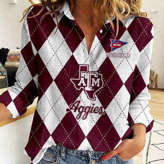 LIMITED DROP - NEW CUSTOMIZED | NCAA FBS16 TAA TX A&M AGGIES WOMEN CASUAL SHIRT FOR FAN