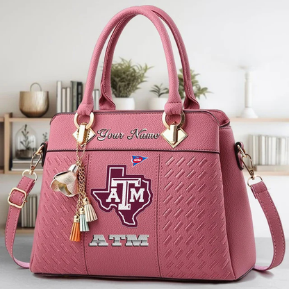 LIMITED EDITION - NEW CUSTOMIZED NCAA FBS16 TAA TX A&M AGGIES ZIP HANDBAG MULTICOLOR