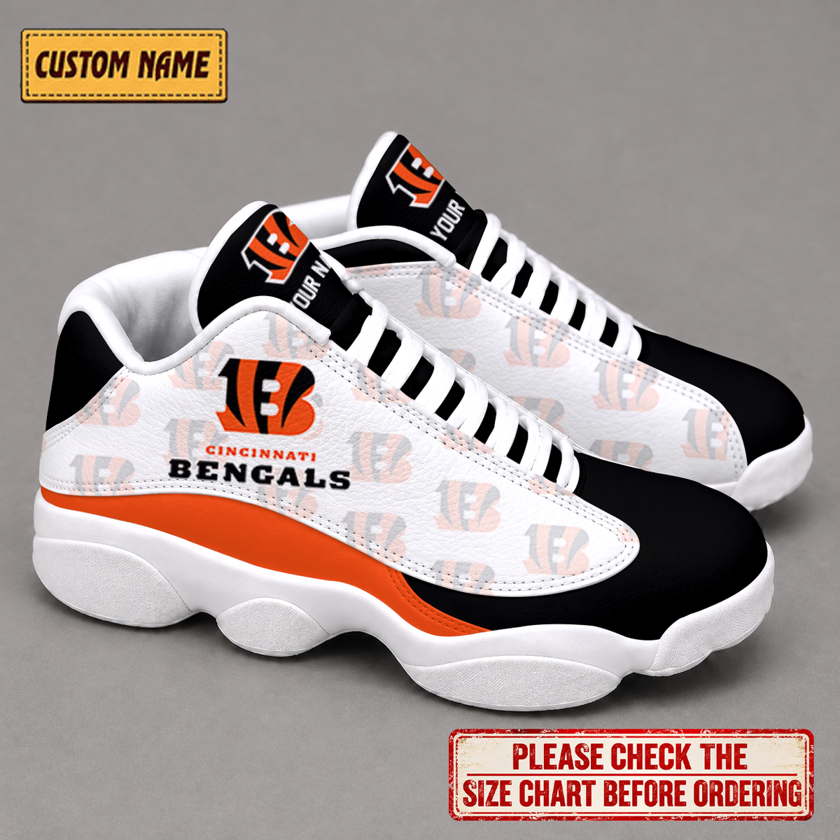 LIMITED EDITION - NEW CUSTOMIZED NFL16 CCB CINCINNATI BENGALS AIR JORDAN 13 LOW TOP SNEAKER