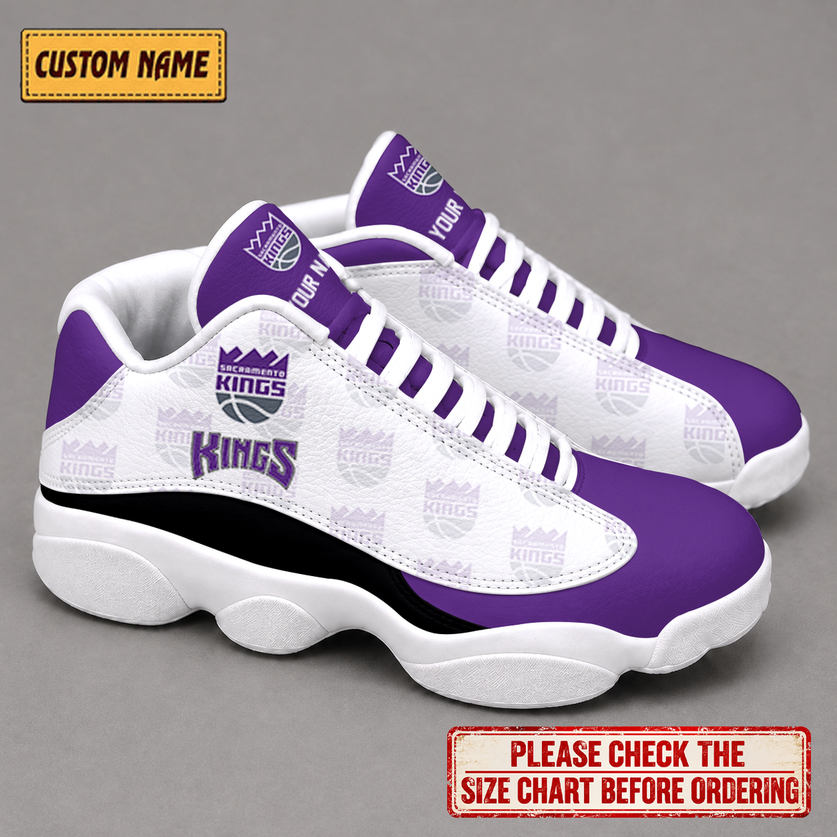 SPECIAL EDITION - NEW CUSTOMIZED NBA16 SKI SACRAMENTO KINGS AIR JORDAN 13 LOW TOP SNEAKER