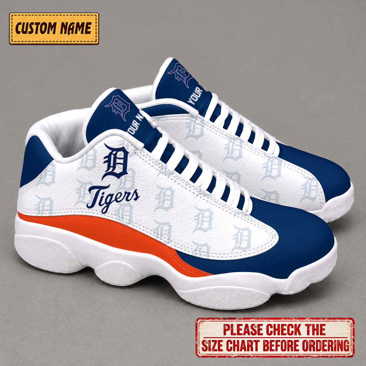 LIMITED EDITION - NEW CUSTOMIZED NFL16 DTS DETROIT TIGERS AIR JORDAN 13 LOW TOP SNEAKER