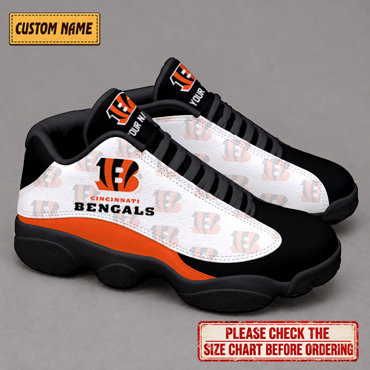 LIMITED EDITION - NEW CUSTOMIZED NFL16 CCB CINCINNATI BENGALS AIR JORDAN 13 LOW TOP SNEAKER