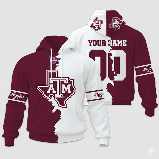 LIMITED EDITION - NEW CUSTOMIZED NCAA FBS16 TAA TX A&M AGGIES UNISEX HOODIE & ZIP HOODIE