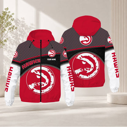 FLASH SALE - NEW CUSTOMIZED NBA17 AHA ATLANTA HAWKS WINDBREAKER JACKET