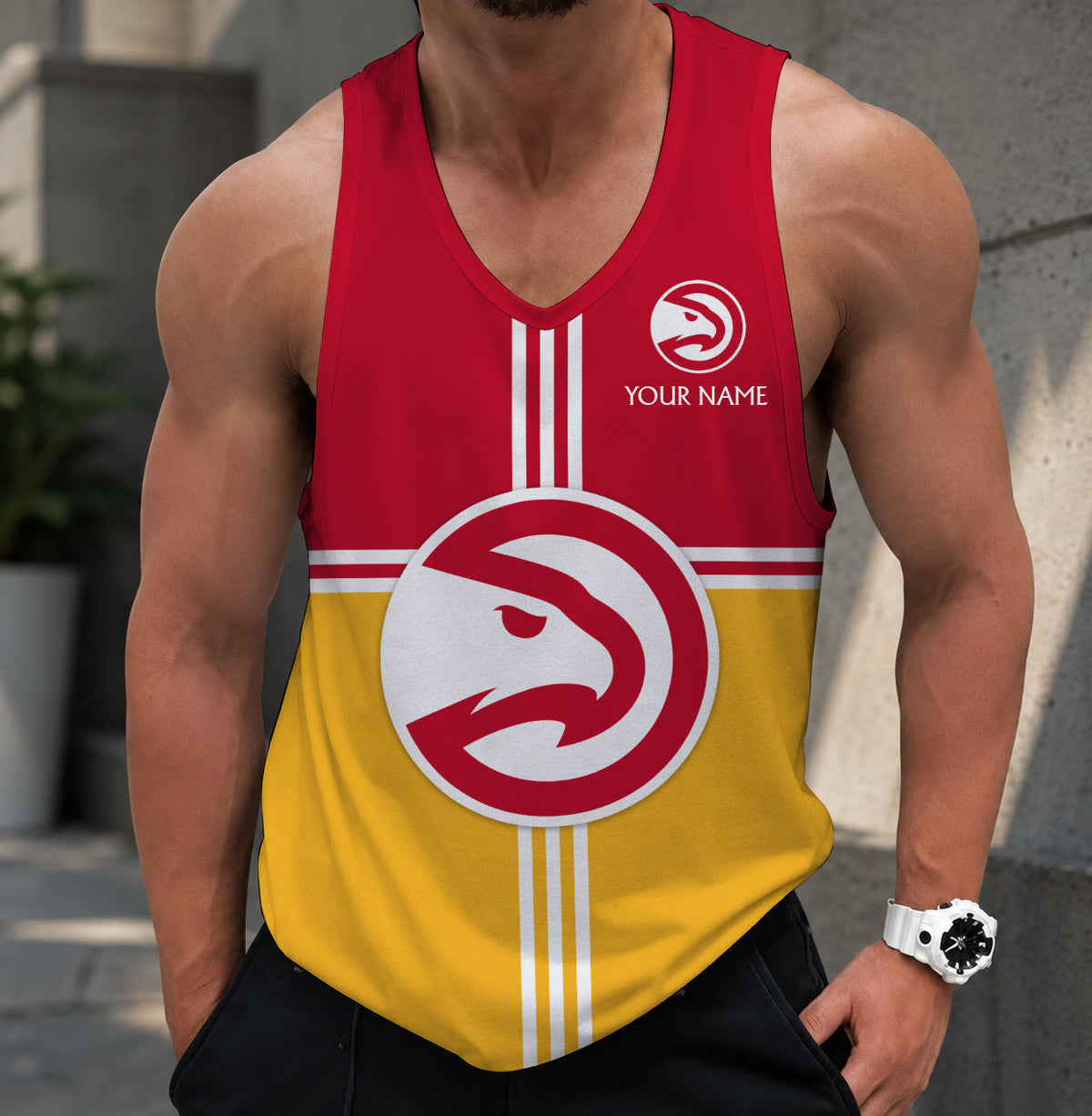 FINAL SALE - NEW CUSTOMIZED NBA17 AHA ATLANTA HAWKS MEN'S TANK TOP