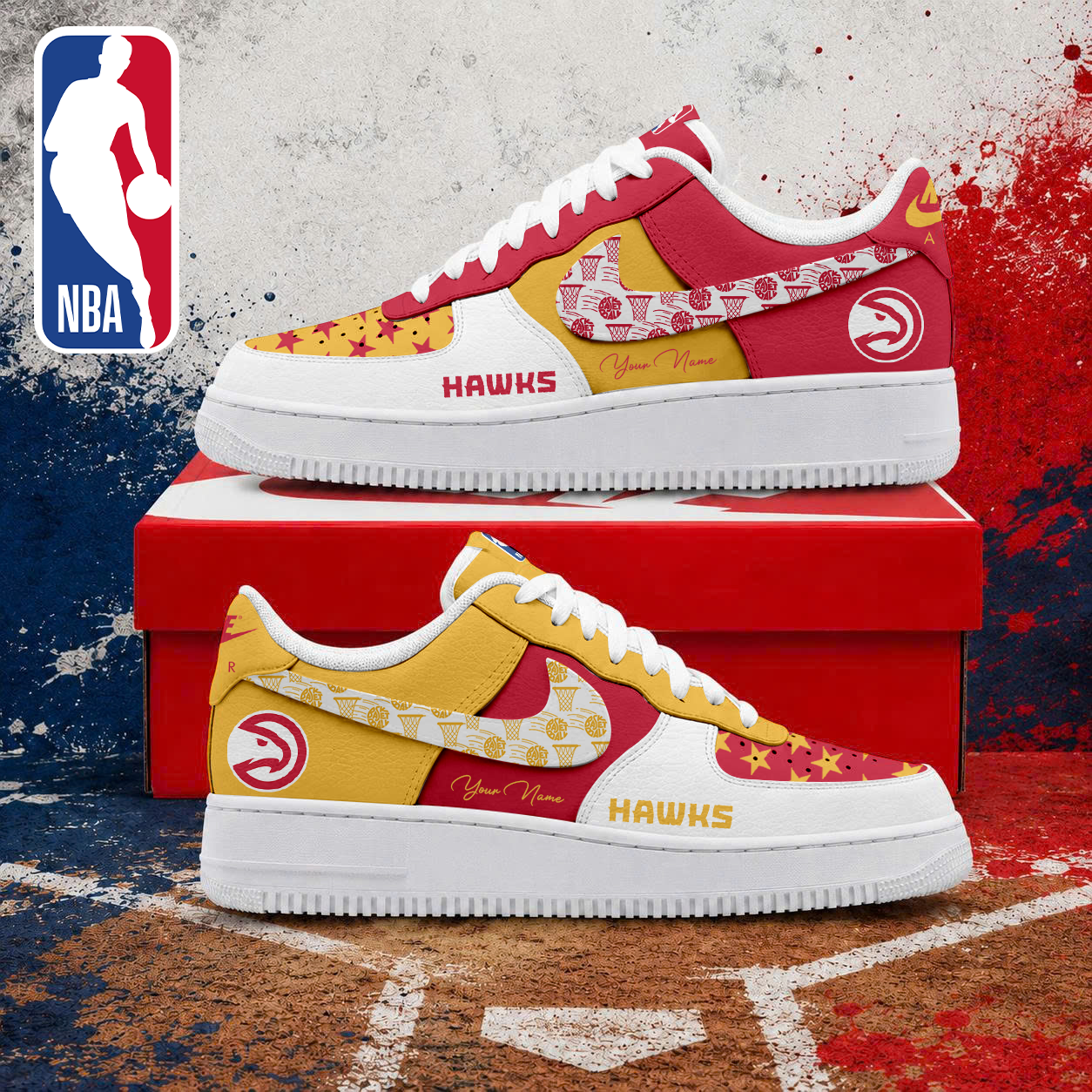 LIMITED EDITION - NEW CUSTOMIZED NBA17 AHA ATLANTA HAWKS AF1 SNEAKERS