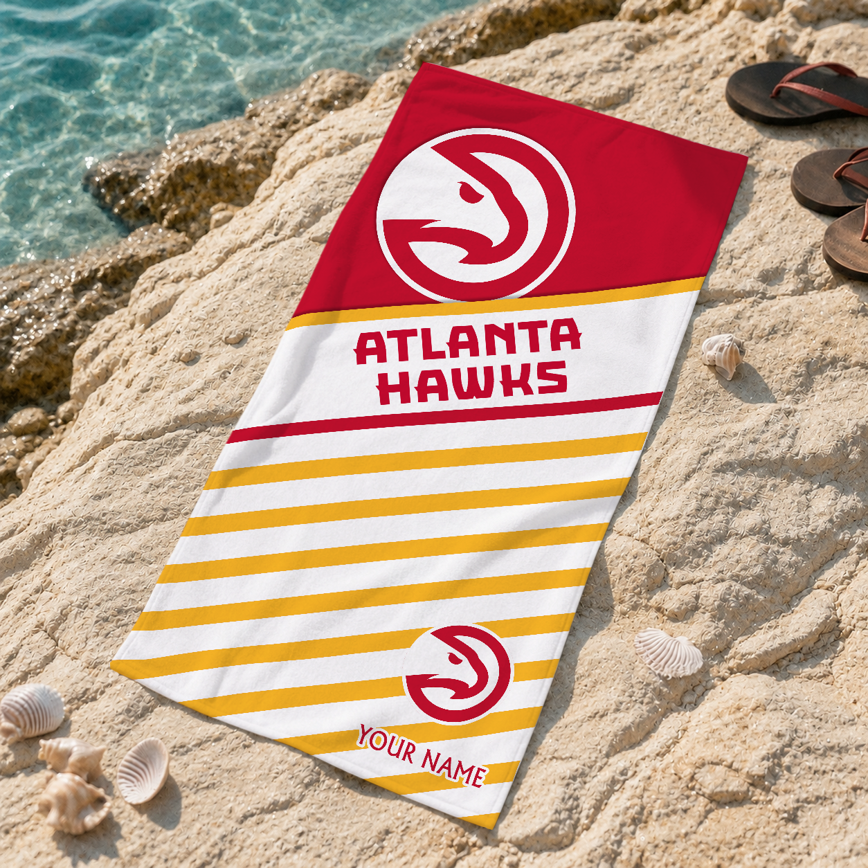 FINAL SALE - NEW CUSTOMIZED NBA17 AHA ATLANTA HAWKS BEACH TOWEL FOR FAN