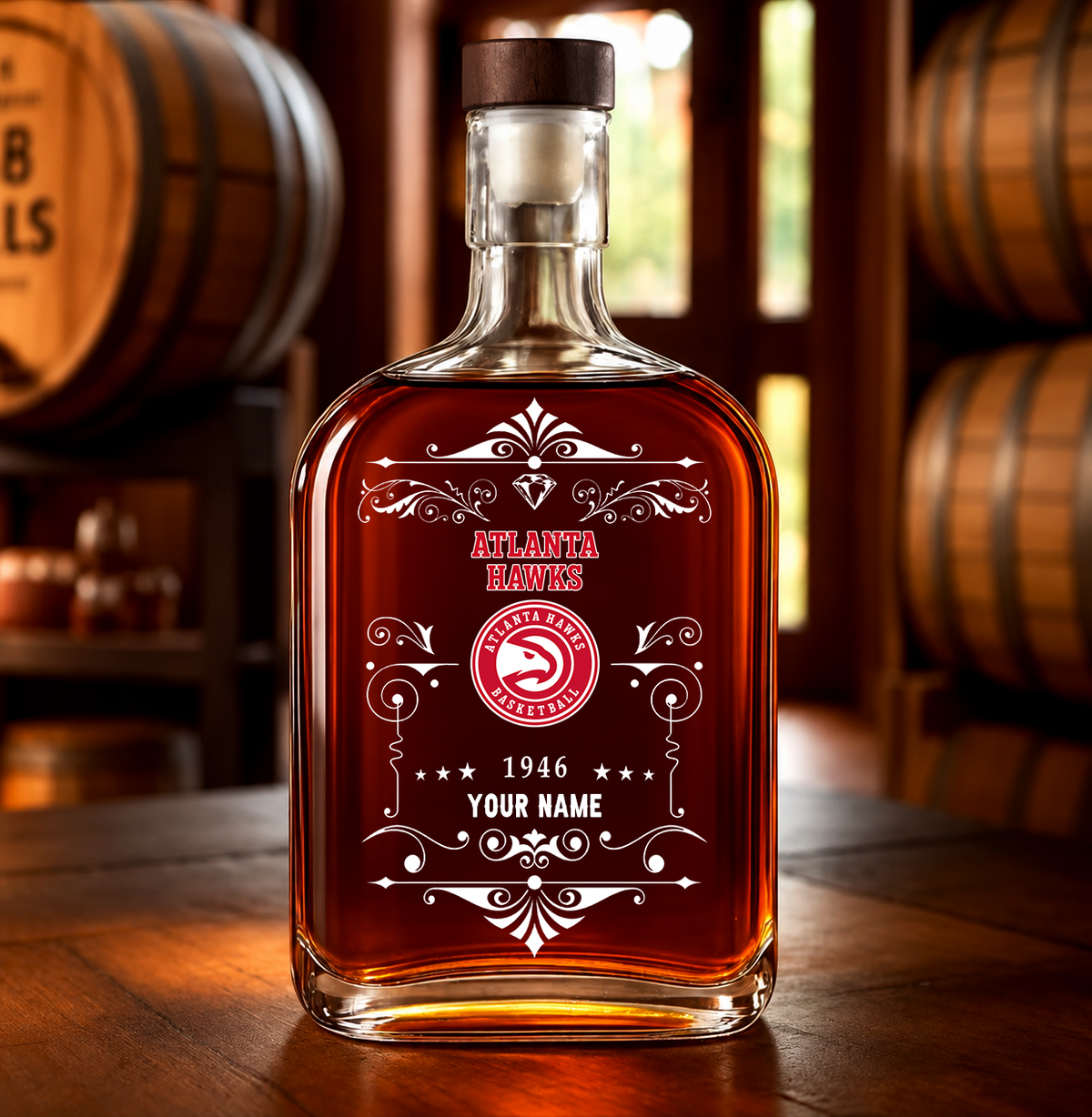 VIRAL EDITION - NEW CUSTOMIZED NBA17 AHA ATLANTA HAWKS LUXURY WHISKEY BOTTLE 450ML