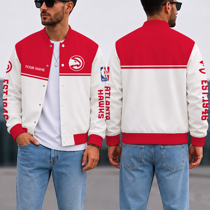 EXCLUSIVE EDITION - NEW CUSTOMIZED NBA17 AHA ATLANTA HAWKS BASEBALL JACKET, SATIN VARSITY JACKET